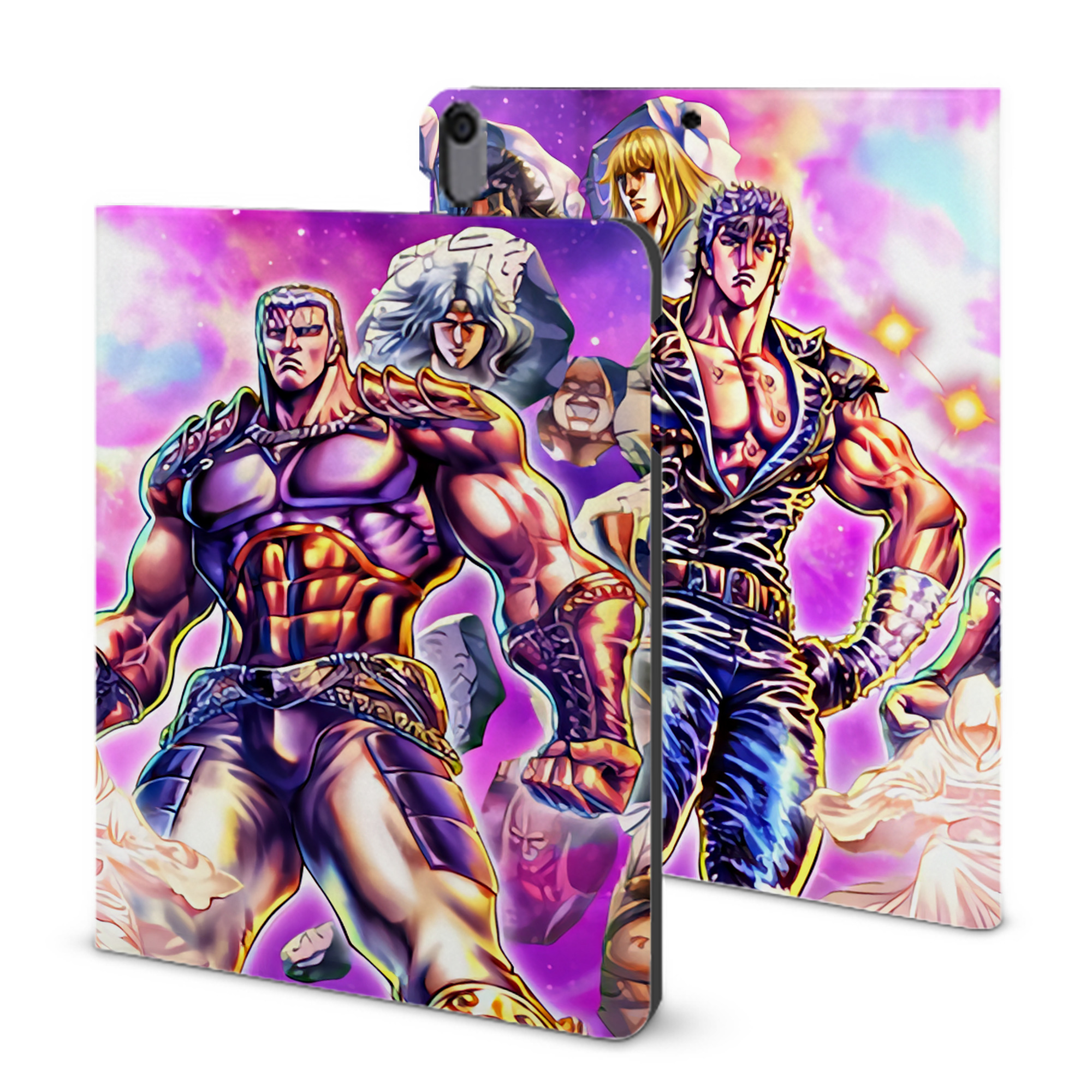 （画像用） 北斗の拳 Fist of the North Star IPad ケース ブック型 PUレザー TPU 耐衝撃 軽量 薄型 ペン収納なし 全面保護 IPad 各モデル対応